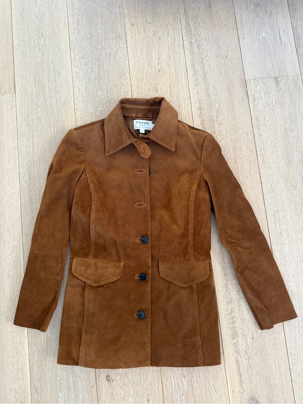 Frame Denim Brown Suede Button-Front Jacket
